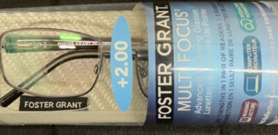 New Foster Grant Multi Focus +2.00  wes gun  Progressive Readers MSRP 35.99