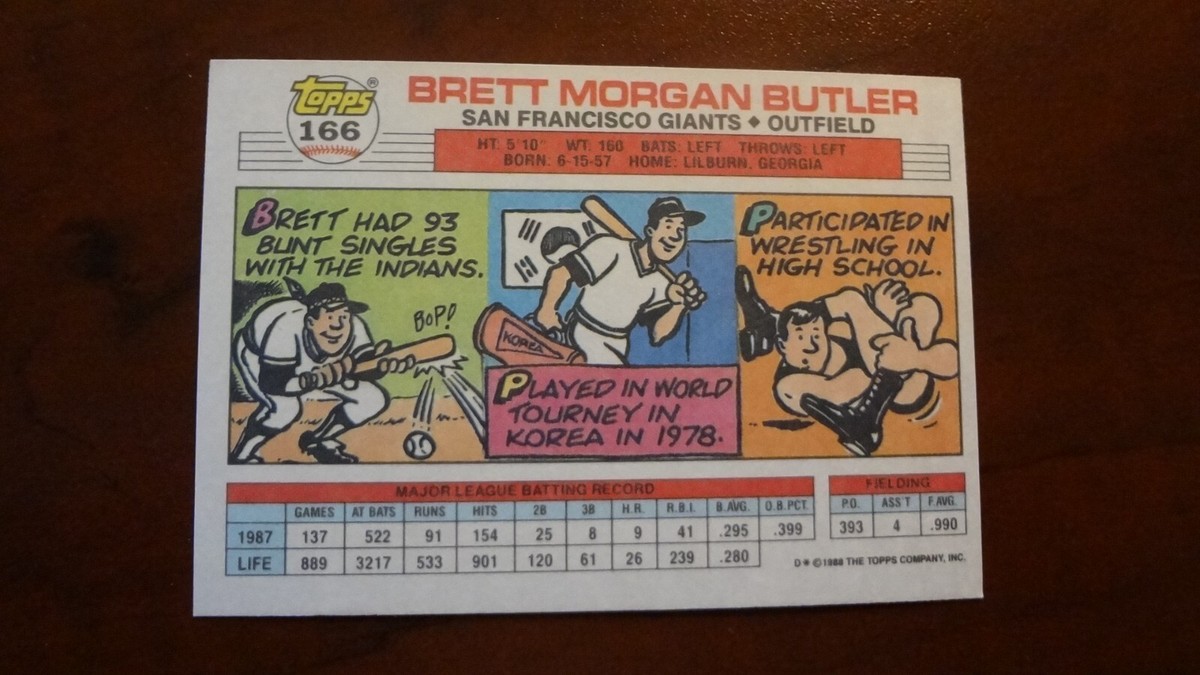 1988 TOPPS BIG BASEBALL CARD # 166 BRETT BUTLER | eBay