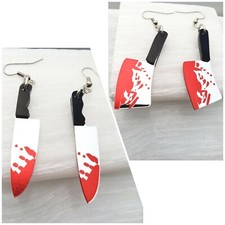 Cosplay party cleaver knife novelty earrings Fantasy Fancy dress up jewellery 