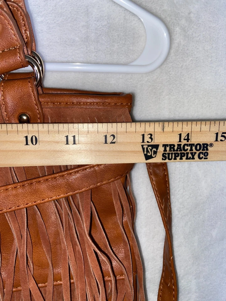 CATO Black Faux Leather Purse Allover Fringe Hobo Western Shoulder Bag - Image 2 of 4