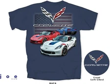 Joe Blow T's Chevy Corvette C7 Grand Sport Men's Blue T-Shirt Z07 LT1 Gransport
