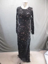 NWT H&M Size 8 Womens Lace Long Sleeve Open Back Sheer Maxi Cocktail Dress 153