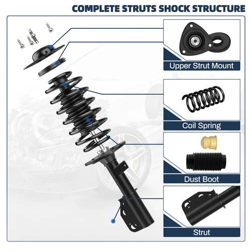 4PCS Front Rear Shocks Struts For 2009-2012 Chevrolet Traverse with Coil Spring - Picture 10 of 10
