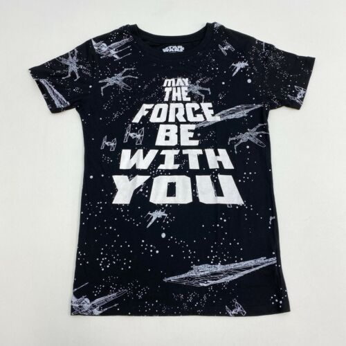 Star Wars T-Shirt Mens XS Black Gray Crew Neck Cotton Blend Star Wars Spacecraft