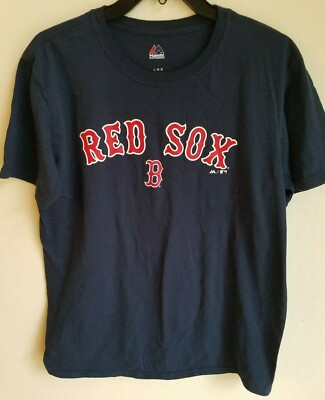 Boston Red Sox Tshirt Majestic Mens Large--Blank Back--Support entire Team--EUC