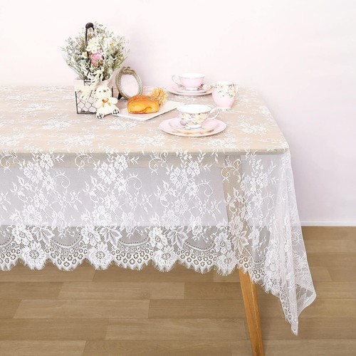 White Lace Tablecloth: 60 X120 Inches - Rectangular - Wedding Table Cloth Vin...