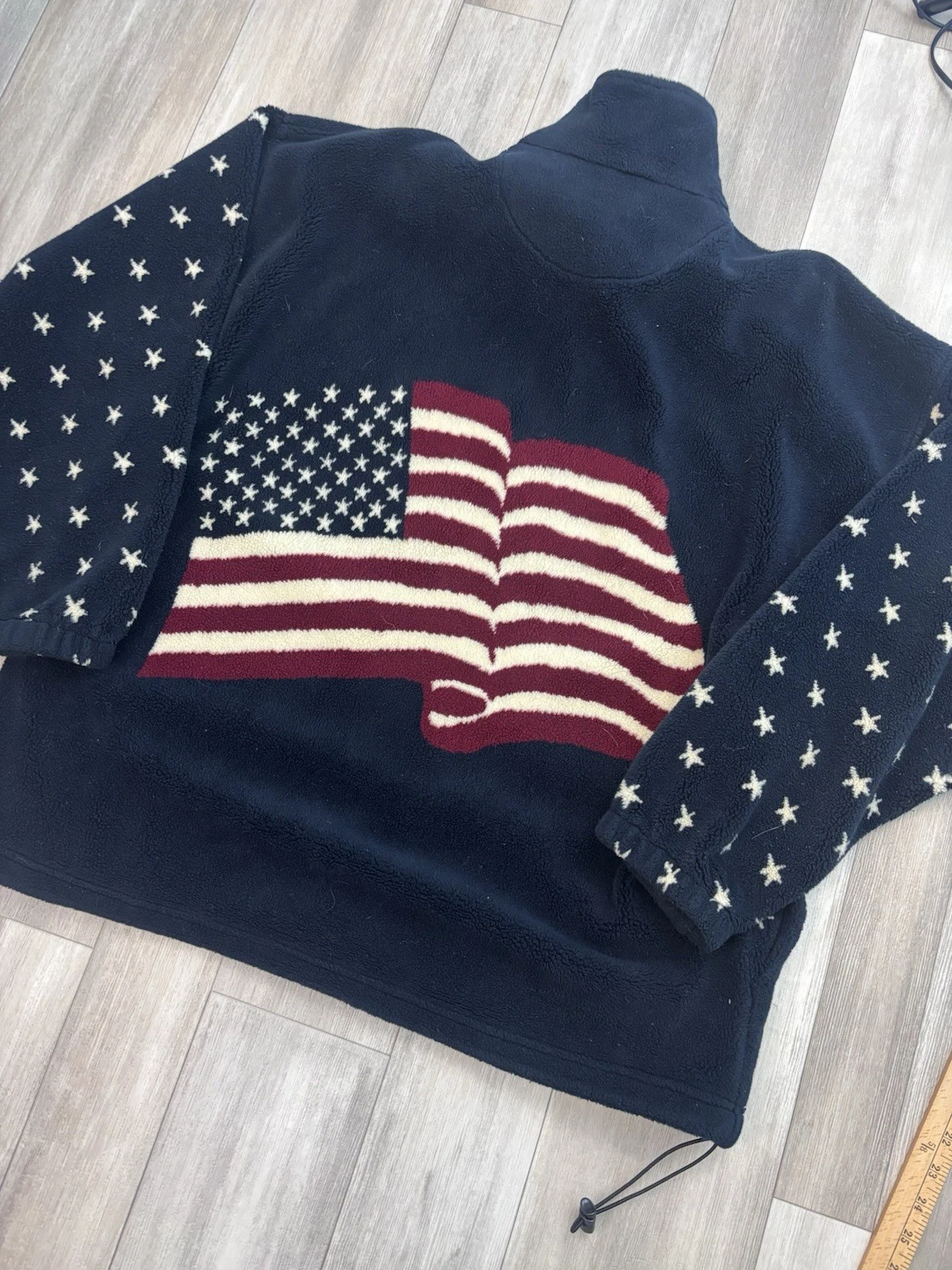 Vintage 90s Bear Ridge USA Fleece Zip Jacket 2XL Patriotic Flag Stars America