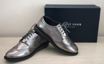 Cole Haan WMNs Sz 8.5C Anthracite Glitter Metallic GrandEvolution Wingtip Oxford