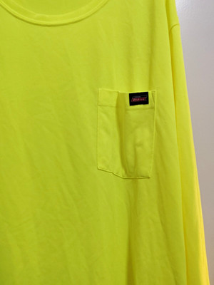 Dickies Men s 3XL Yellow Long Sleeve Crew Neck Pocket Logo T-Shirt