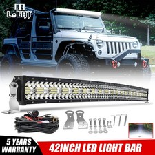 Tri-row 42 Curved Spot Flood Combo Led Light Bar For Jeep Wrangler Jk Tj Yj Cj