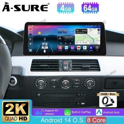 DAB+ 12.3'' 2K Android 15 Autoradio Carplay WiFi Navi für BMW E60 E61 E63 E64 CCC