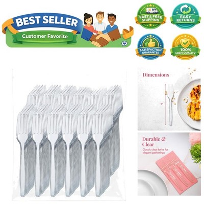 500 Clear Plastic Forks - Heavyweight Disposable Forks, Sturdy Flatware, Eleg...