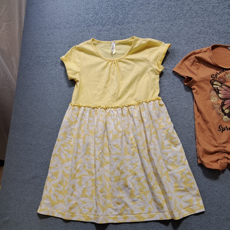 Golf Kids Girls Dress Size 8-9 Yellow Flared Stretch Short Sleeve Pullover