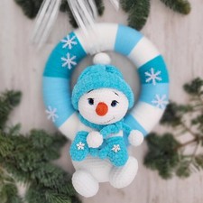 T&uuml;rkranz Schneemann Weihnachten Weihnachtsdekoration geh&auml;kelt Handarbeit