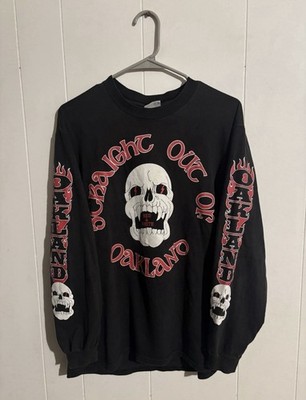 Oakland Support T-Shirt 90s Vintage, Black, Long Sleeve, Hells Angels Flames USA