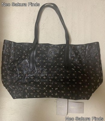 JIMMY CHOO Tasche Leder Stern Nieten schwarz Damen 30 x 50 x 14 cm
