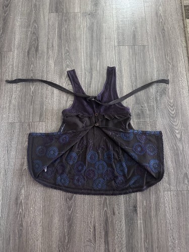 Free People Top Open Back Tank Brown Purple Lace Metallic Embroidery Vintage 0 - Picture 11 of 20