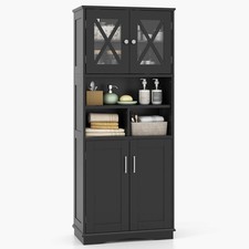 Tall Bathroom Cabinet Large Floor Storage Cabinet with Acrylic Doors  3 Cubes