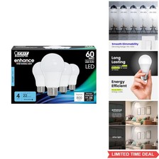 A19 LED Light Bulb 60W Equivalent Dimmable 5000K Daylight 800 Lumens E26 4 Pack