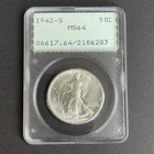 1942-S Walking Liberty Half Dollar PCGS MS64 Vintage Holder - US Silver Coin