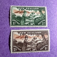 New Zealand 1946 - MNH Scott B28-B29. Soldier Helping Child over Stile.