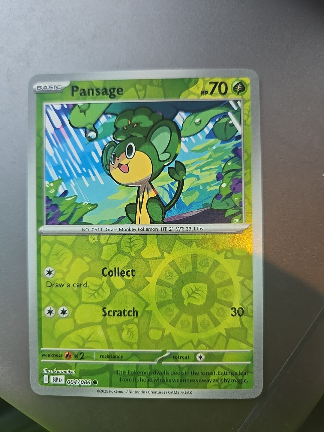 Pokémon Pansage 004/086 Reverse Holo SV: Black Bolt