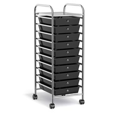 Utility Rolling Storage Cart Scrapbook 10 Drawer Simple Paper Organizer Black