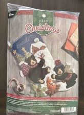 Bucilla 85467 Black Bear Bonfire Felt Christmas Stocking Kit 18" NEW