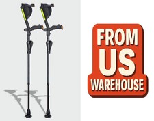 Ergoactives 7G Ergobaum Black Adult Forearm Crutches   Shock Absorbing Design.