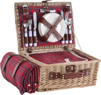 Picknickkorb Set FüR 4 Personen Mit KüHlfach Und Decke Camping ZubehöR