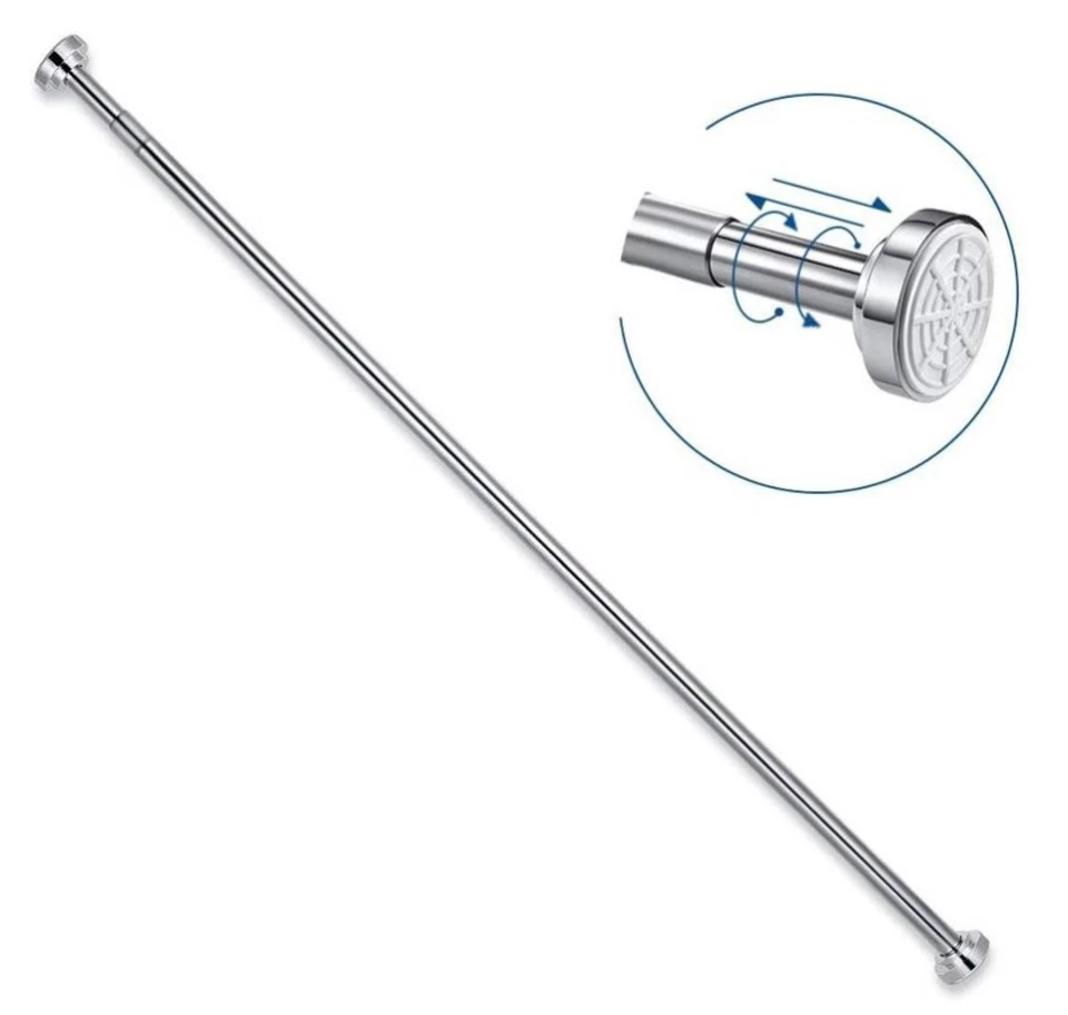 Tringle À Rideau En Acier Inoxydable Sans Perçage Tige Télescopique 105-170 Cm - Photo 1/4