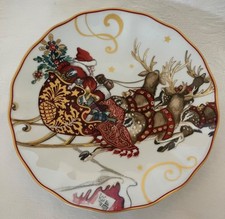 Williams Sonoma - Twas the Night Before Christmas - SANTA w/ SLEIGH Salad Plate