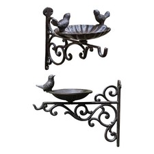 Bird Feeder with Hanger Hook Wall Mounted Vintage Multifunctional Iron Bird Bath
