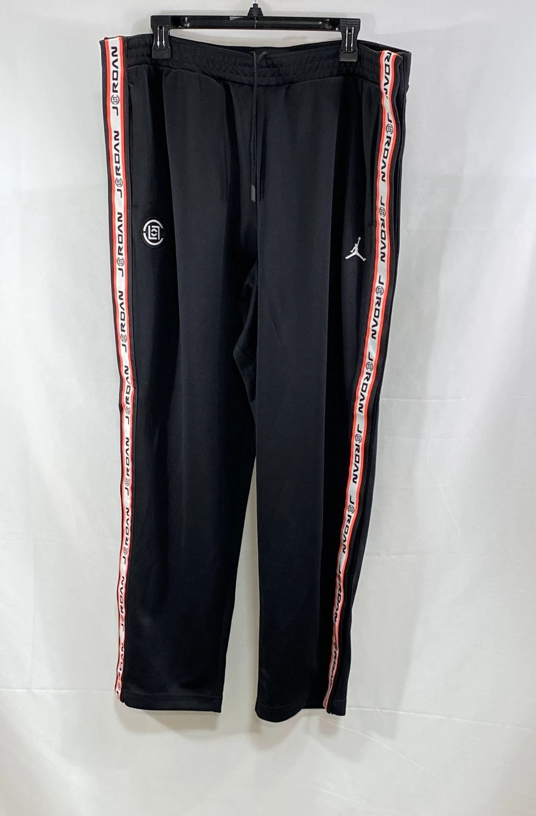 Jordan x CLOT Men's Track Pants Black Orange White Logo Tape NWT Sz XL