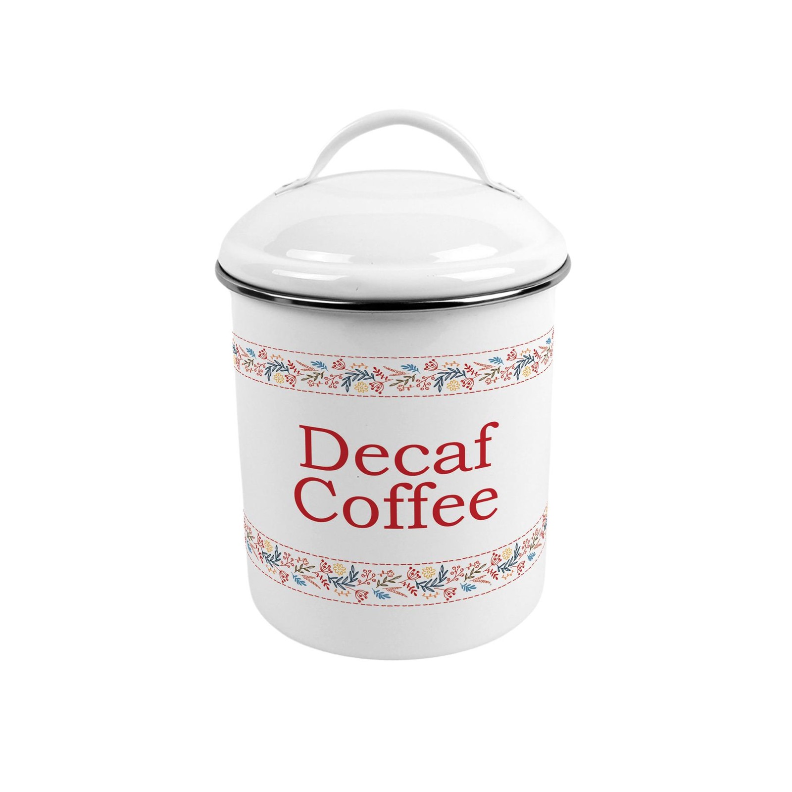 Floral Embroidery Metal Decaf Coffee Canister - Stylish Kitchen Jar/Caddy Gift
