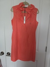 Elie Tahari Coral Peach 8 NWT Linen Blend Sleeveless Dress