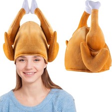 Thanksgiving Roasted Turkey Hat, Plush Turkey Cap for Kids Women and Men