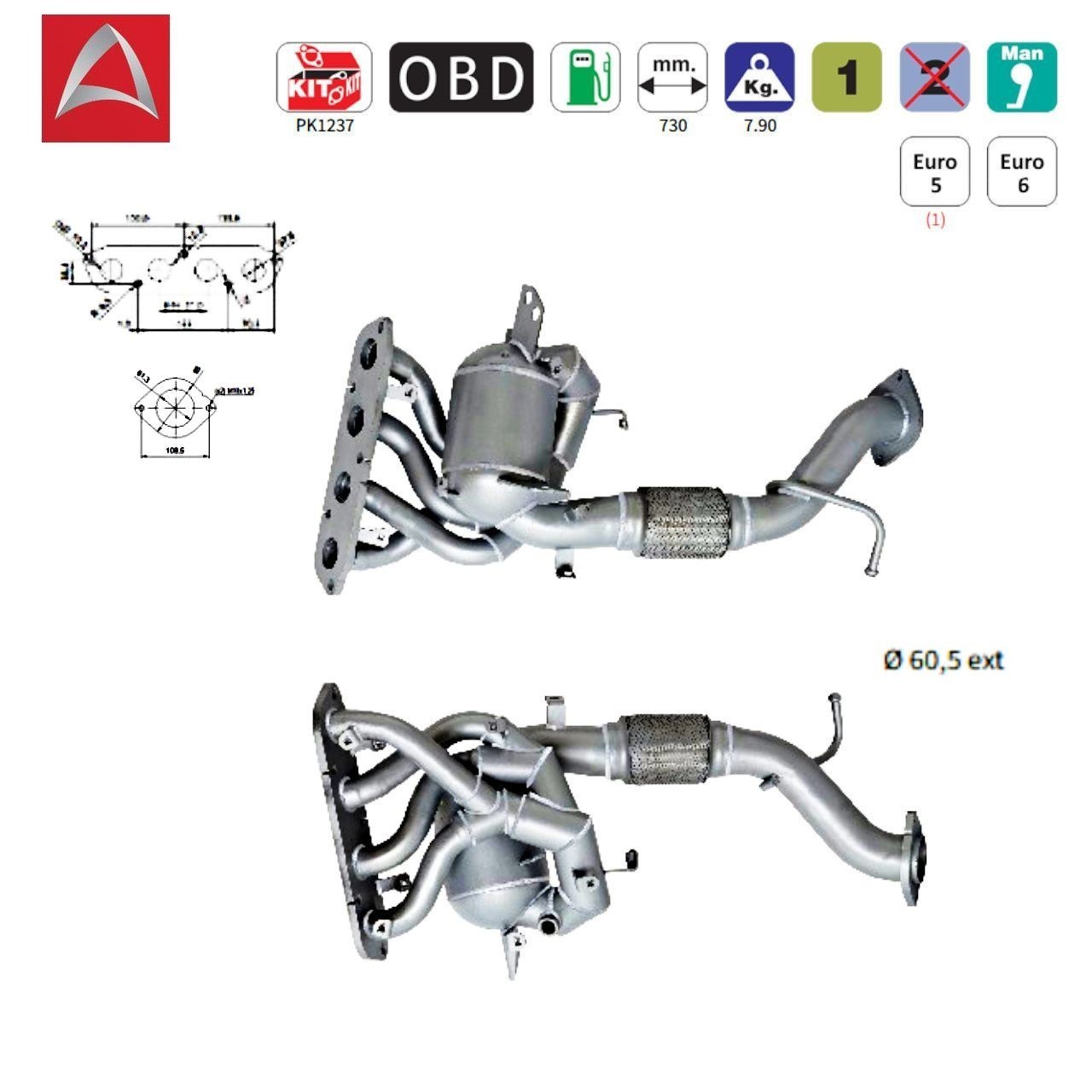 Catalyseur avant Mazda 6 2.0 berline break mécanique pot échappement collecteur