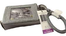 Vera Bradley Medium Heather Gray Lighten Up ZIP ID CASE LANYARD NWT UNISEX