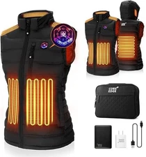 Heated Vest for Women with Detachable Heated Hood, Smart Electric Large Black
