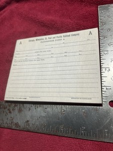 Vintage Chicago, Milwaukee, St. Paul, & Pacific Railroad Clearance Form Pad.