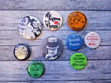 9 PSYCHEDELIC ERA 60'S PINBACK BUTTONS PEACE HIPPIE POLITICAL COUNTERCULTURE