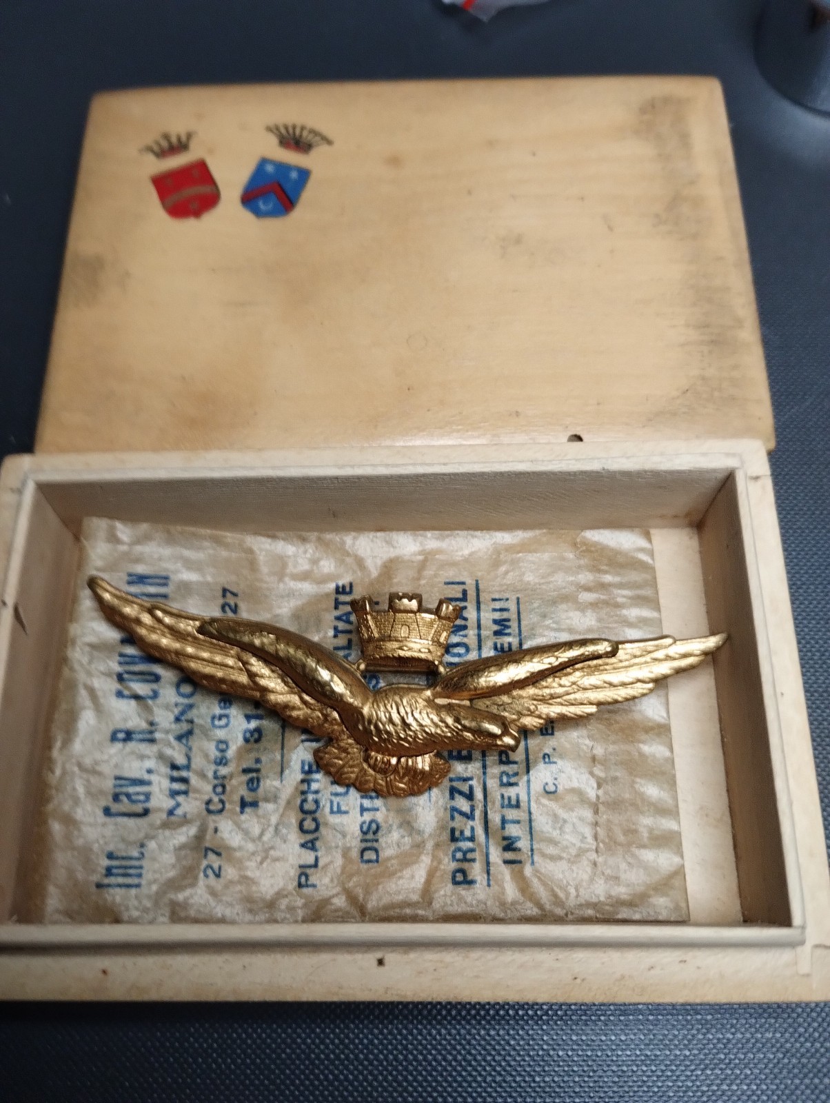 Aeronautica Brevetto Pilota Johnson Marchiato Originale Cm. 7