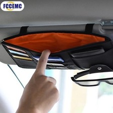 Car Sun Visor Sunglasses Storage Bag PU Leather Organizer Black Red Beige Grey