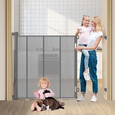 47" Extra Tall Retractable Baby Gates, Extends to 59" Wide, ExtraTall Retract...