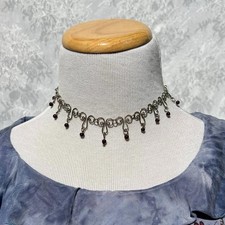 Silver Scroll Design Wire Choker Necklace Red...