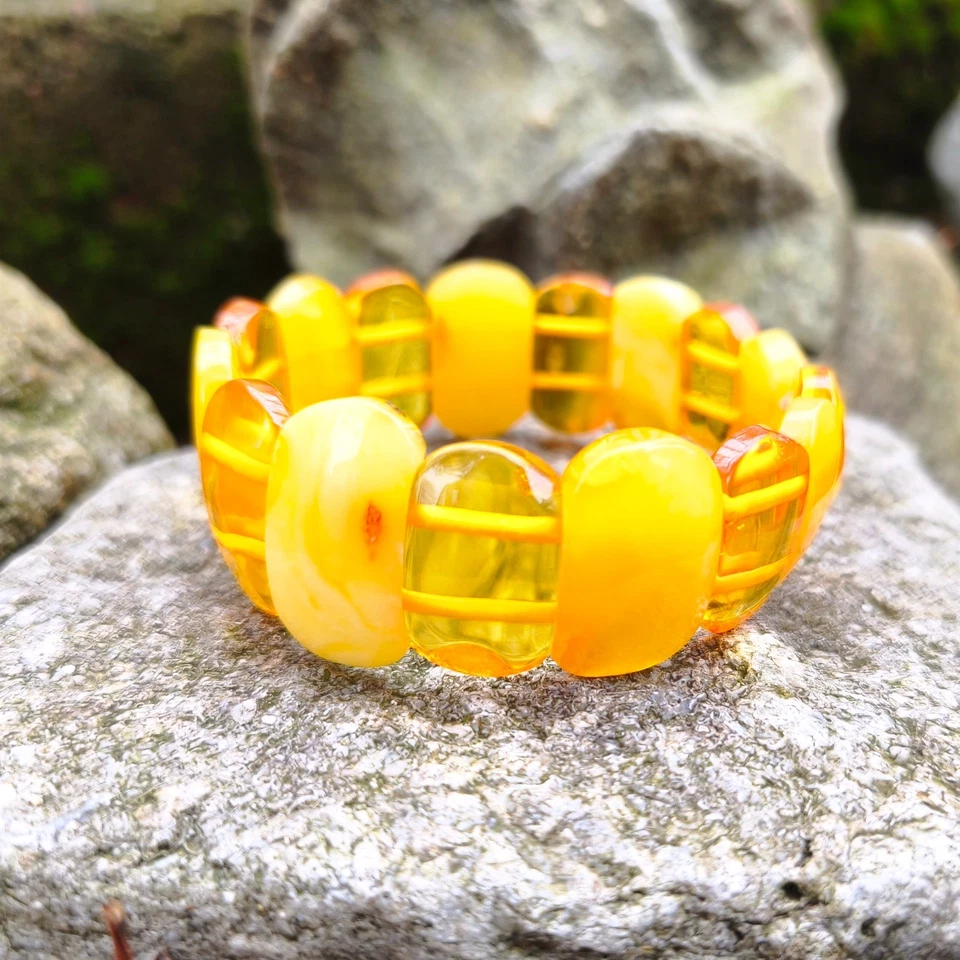 Pulsera Ámbar Blanco Natural Báltico Lujo Único Caramelo Regalo Mujer Foto 2 de 4