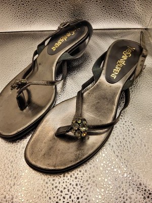 Yves Saint Laurent leather jewelry slingback sandals black sz 7.5