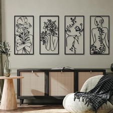4 Pcs Metal Minimalist Abstract Woman Wall Art Line Drawing Wall Art Decor 17 In