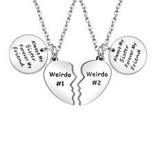 Best Friends Necklace Gift,2pcs Heart Pendant Adjustable Long ALWAYS MY SISTER
